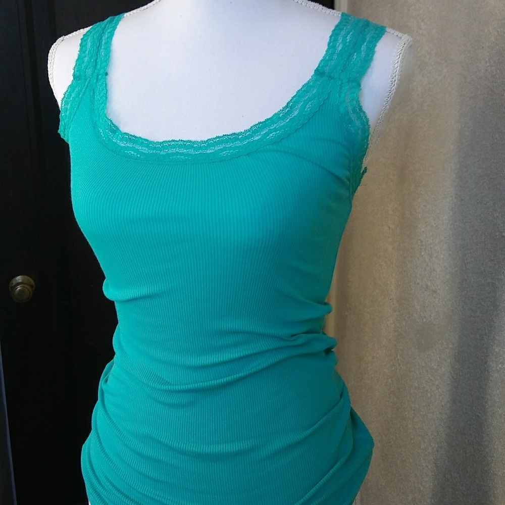 OLD NAVY Lace Trim Ribbed Tank Top